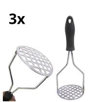 Amassador Batatas Espremedor Manual Legumes Multiuso Aço Inox Com Cabo Plastico Cozinha Multiuso