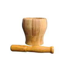 Amassador de Alho e Temperos Pilão de Bambu Madeira com Socador