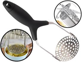 Amassador Espremedor Retrátil De Batatas E Legumes Aço Inox Cabo Plástico 29cm