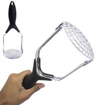 Amassador Multiuso Dobrável Cabo De Metal Plástico Preto 28x9cm