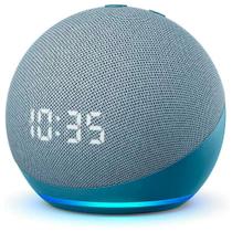 Amazon Echo Dot 4 Geração Com Relógio e Alexa Azul