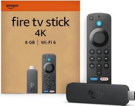 Amazon Fire TV Stick 4K WiFi 6, Android, 11 Fire OS, 8 Controle Remoto por Voz com Alexa, Preto,