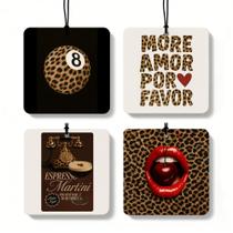 Ambientador para carro FISWAFY estampa de leopardo 7 x 7 cm 4 unidades Ambientador para carro FISWAFY estampa de leopardo 7 x 7 cm 4 unidades