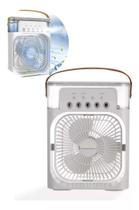 Ambiente Fresco e Iluminado: Ventilador Portátil com LED e Umidificador de Ar.