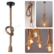 Ambiente Iluminado Pendente De Corda Rustico Luminaria Teto Corda Sisal 70020001