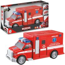 Ambulância City Rescue de Fricção Com Luz e Som Infantil - Cardoso