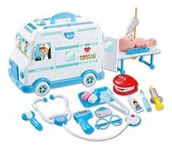 Ambulância Com Som Luz E Acessórios Médicos 30 Peças Ambulância Com Som Luz E Acessórios Médicos 30 Peças