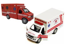 Ambulância Toy KinSmart Rescue Team Ambulance, metal fundido, 5 cm, conjunto de 2