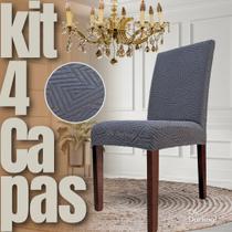 Americana - Kit 4 Capas de Cadeira Linha Gold - Cinza