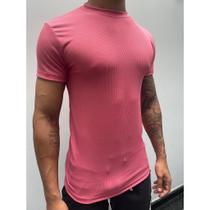 Americana manga curta masculina canelada/camiseta basica/cam canelada