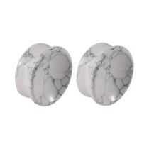 Ametista Tigre Olho De Gato Howlite Cristal Côncavo Plugue De Orelha Dupla Flare Medidor Sólido