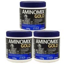 Aminomix Gold 100g Vetnil Kit 3 Unidades Cães e Gatos