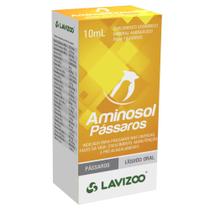 Aminosol Pássaros 10ml - Lavizoo - Suplemento Vitamínico Mineral Aminoácido