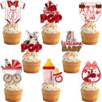 Amnbrei 24 Unidades de Topos para Cupcake com Glitter para Chá de Bebê Amnbrei 24 Unidades de Topos para Cupcake com Glitter para Chá de Bebê