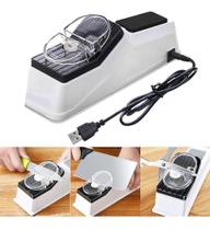 Amolador Afiador Eletrico Profissional De Facas E Tesouras USB Com Cabo E Fonte Bivolt