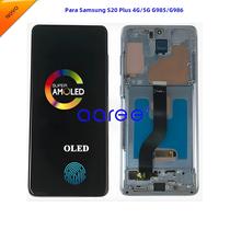 Amoled lcd touch screen para samsung s20 plus, montagem digitalizador, g985f