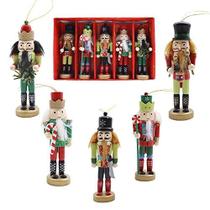 Amor PRESENTE Enfeites de Quebra-Nozes de Natal Conjunto, 5PCS Soldado Quebra-Nozes de Madeira Pendurado decorações para árvores de Natal Figuras Brinquedos de Brinquedos