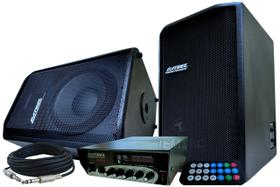 Amplificador 100w e 2 caixas de som 150w bluet. profissional