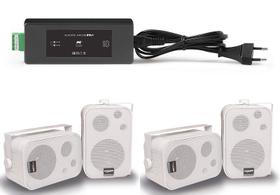Amplificador AAT BTA-1 BT 60W RMS + 4 caixas SP400 branca