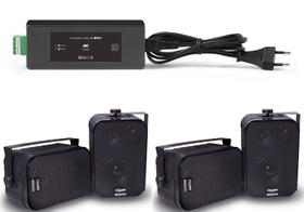 Amplificador AAT BTA-1 BT 60W RMS + 4 caixas SP400 preto