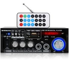 Amplificador Áudio Bluetooth Receiver 200w Fm Usb Karaokê - Briwax
