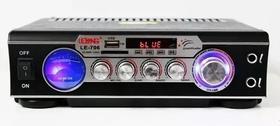 Amplificador Áudio Stereo Bluetooth Le-706 Karaokê Fm Mp3