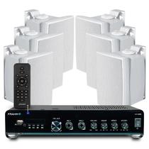 Amplificador Bluetooth Usb Sd Slim 2000 Controle Remoto + 06 Caixas Jbl C521 Branca