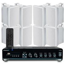 Amplificador Bluetooth Usb Sd Slim 2000 Controle Remoto + 08 Caixas Jbl C521 Branca