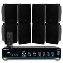 Amplificador Bluetooth Usb Sd Slim 2000 Controle Remoto + 08 Caixas Jbl C521 Preta