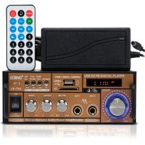 Amplificador De Som Bluetooth 200w Com 2 Canais Para Som Ambiente Usb Rádio Fm Sd Bivolt