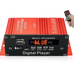 Amplificador De Som Com Bluetooth Fm Usb 2 Canais Audio Receiver 200w - G8