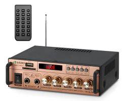 Amplificador Estéreo Bluetooth Vedo AK198E 60W RMS com Graves Potentes, Entrada USB SD, Rádio FM e Controle Remoto