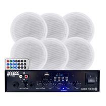 Amplificador Mf9000 Bluetooth + 6 Arandela Branca 55w Casa
