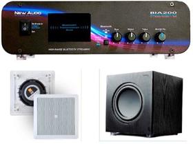 Amplificador New Áudio BIA 200 BT 2.1 ST+ Sub + 1 Par Caixa