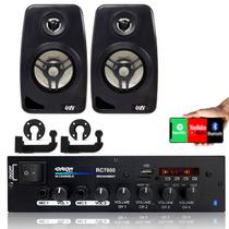 Amplificador Som Ambiente 500 Watts Blue 4 Canais - Orion + Caixas de Som Ambiente LeSon 4" 70w 8 Ohms - Preta