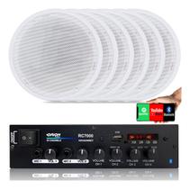 Amplificador Som Ambiente 500 Watts Blue 4 Canais - Orion Rc7000bt + Alto-Falantes Arandela 6P Redonda 55W 8R BR Orion