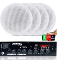 Amplificador Som Ambiente 500 Watts Blue 4 Canais - Orion Rc7000bt + Arandela 6P Redonda 55W 8R BR Orion Alto-Falantes