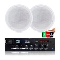 Amplificador Som Ambiente 500w Blue 4 Canais Orion Rc7000 + 2 Arandelas 6" 55w 8 Ohms Alto Falantes