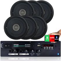 Amplificador Som Ambiente Bt 2ch 150w + 6 Caixas 5 Teto Pt Amplificador Som Ambiente Bt 2ch 150w + 6 Caixas 5 Teto Pt