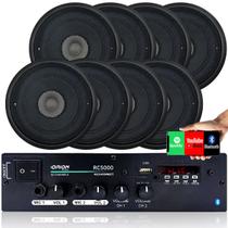 Amplificador Som Ambiente Bt 2ch 150w + 8 Caixas 5 Teto Pt