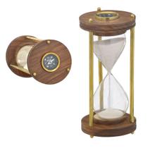 Ampulheta com Bússola Decorativa Marrom 19cm Espressione