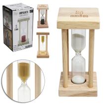 Ampulheta de vidro com base de madeira 5 minutos 8,5x4cm