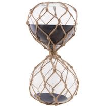 Ampulheta de vidro com sisal e areia azul marinho 90 minutos 25x13x13