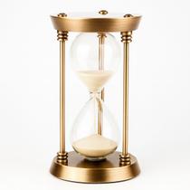 Ampulheta em Metal e Vidro Modelo Retro Vintage Cor Dourada Tamanho 17cm