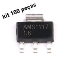 AMS 1117 - Kit 100 peças ci ams1117 1,8v regulador de tensão 1a 1w