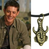 Amuleto Dean Winchester Supernatural Colar de Metal Bronze Antigo Estilo Rústico Casual Geek