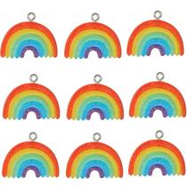 Amuletos De Resina De Arco-íris Colorido 10 Peças DIY Brinco Colar Pingente Acessórios Para Fazer