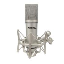 Amw AMC2 Microfone Condensador XLR FET 34mm Banhado a Ouro + Shockmount
