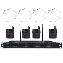 AMW BU3000 Microfone sem fio 4 canais Digital UHF Auricular