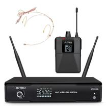 AMW BU50 Microfone Sem Fio Bodypack UHF Digital Auricular Bege 120 1B 1A